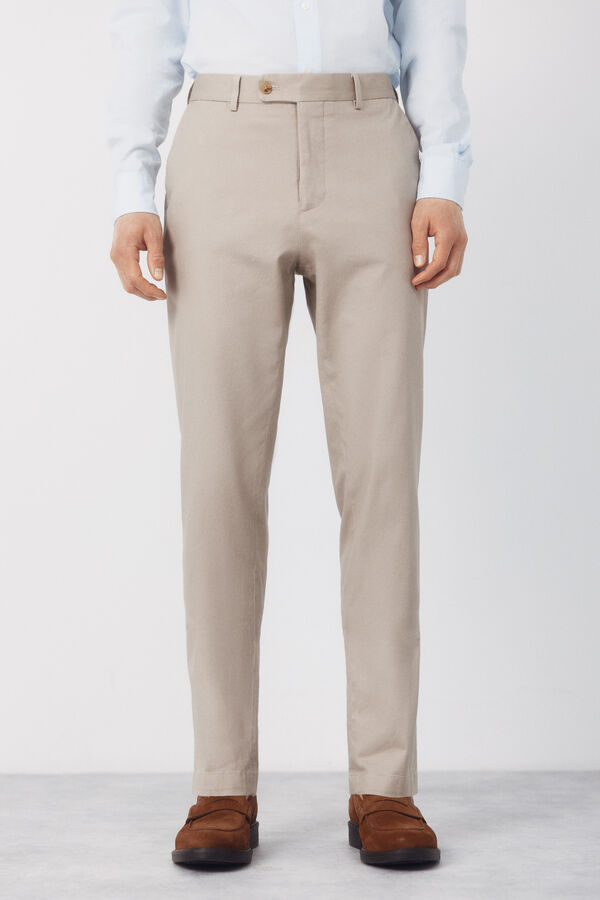 Cortefiel Pantal&oacute;n traje coordinado mezcla lino Beige