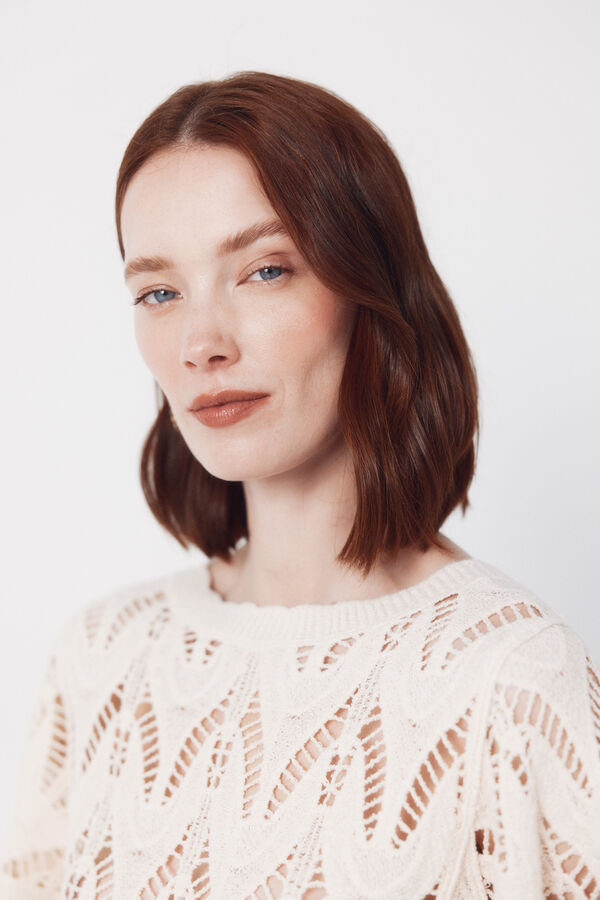 Cortefiel Top de crochet Blanco