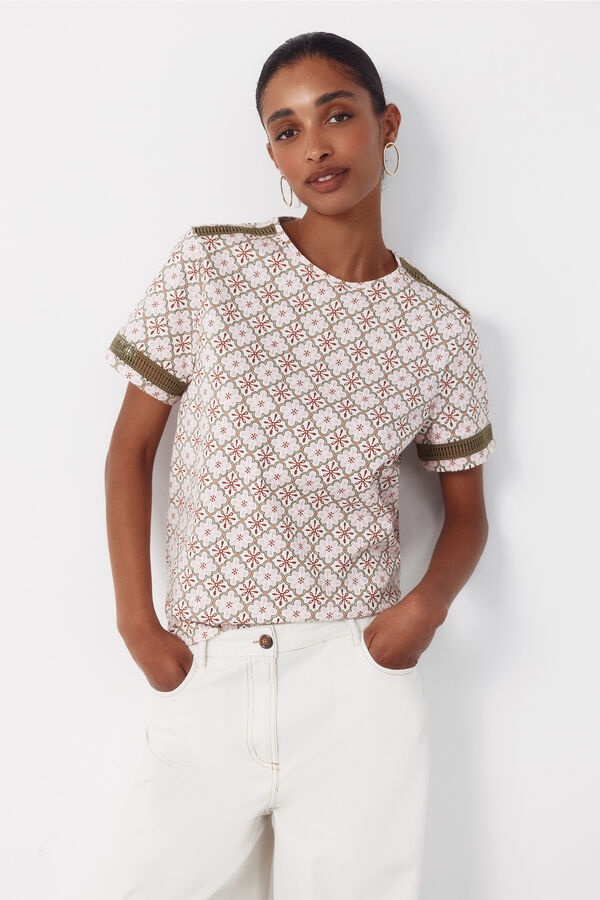 Cortefiel Playera con detalle de vainicas Multicolor