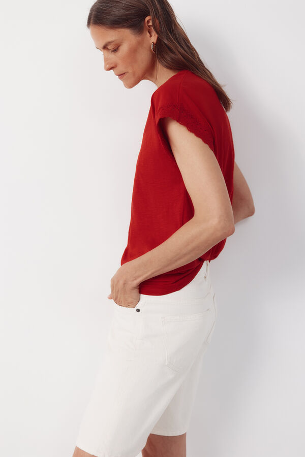 Cortefiel Playera slub pasamaner&iacute;a Rojo