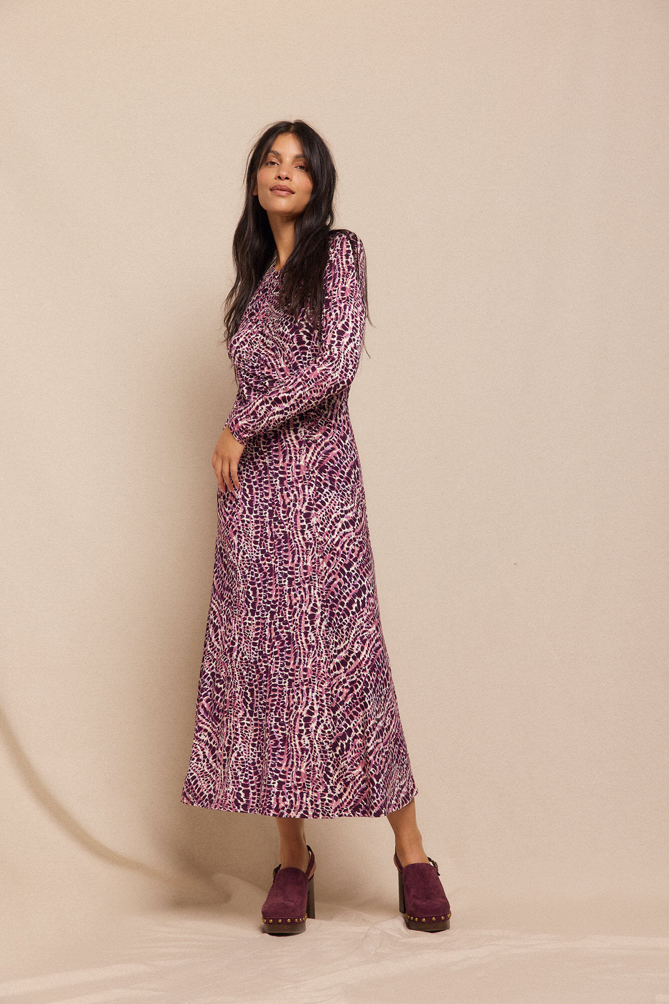 Slowlove Vestido estampado con frunces