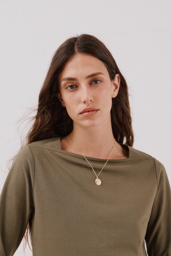 Cortefiel Playera de algod&oacute;n Kaki