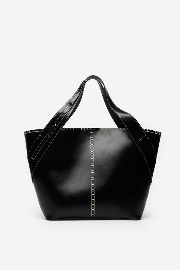 Cortefiel Bolsa de playa con pespuntes Negro