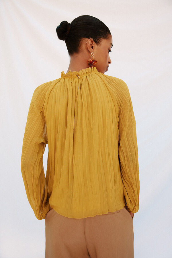 Cortefiel Blusa fluida con frunces Amarillo