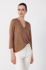 Cortefiel Playera con bolsillos Beige