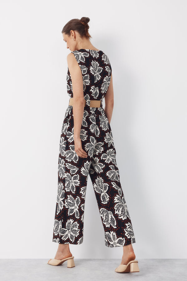 Cortefiel Jumpsuit con cintur&oacute;n Estampado marr&oacute;n