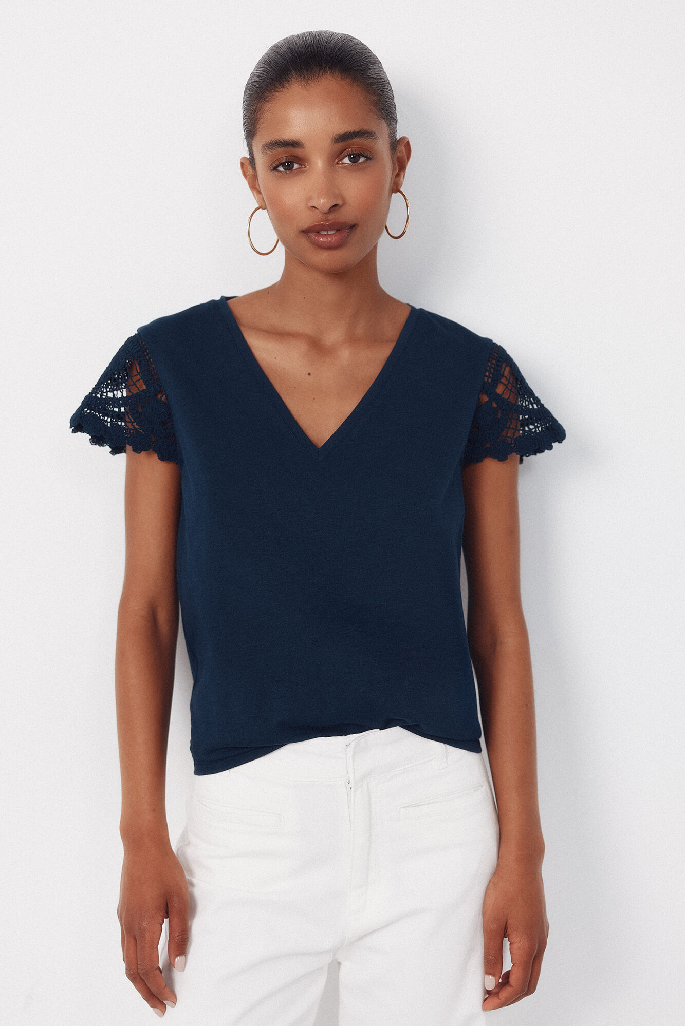 Cortefiel Playera manga crochet