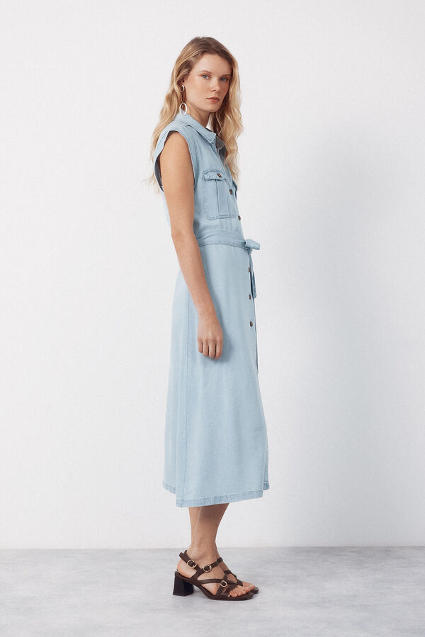Cortefiel Vestido cargo de tencel Azul marino