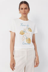Cortefiel Playera estampada Blanco
