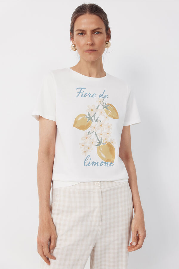 Cortefiel Playera estampada Blanco