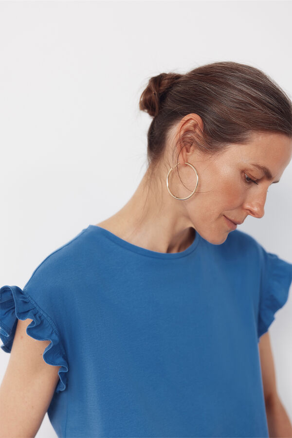 Cortefiel Playera b&aacute;sica con volante Azul