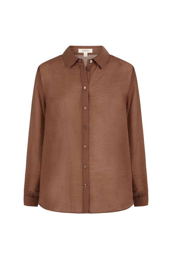 Slowlove Camisa de organza Marr&oacute;n