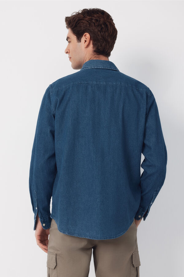 Cortefiel Camisa denim Azul marino