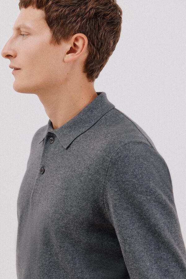 Cortefiel Su&eacute;ter algod&oacute;n cashmere cuello redondo ajustado Gris