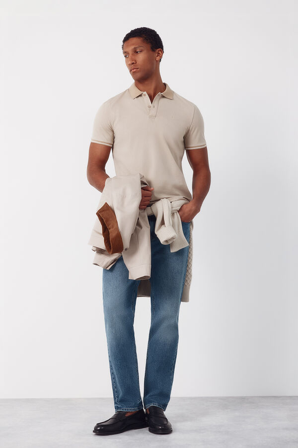 Cortefiel Polo piqu&eacute; Beige