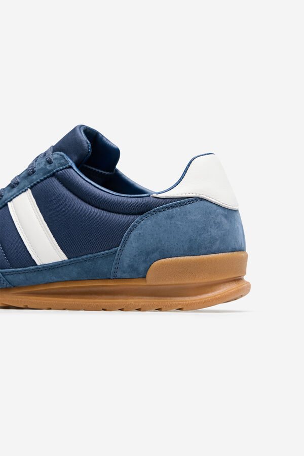 Cortefiel Zapatilla piel y textil Azul
