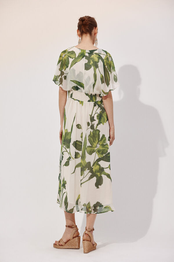 Cortefiel Vestido fluido Estampado blanco