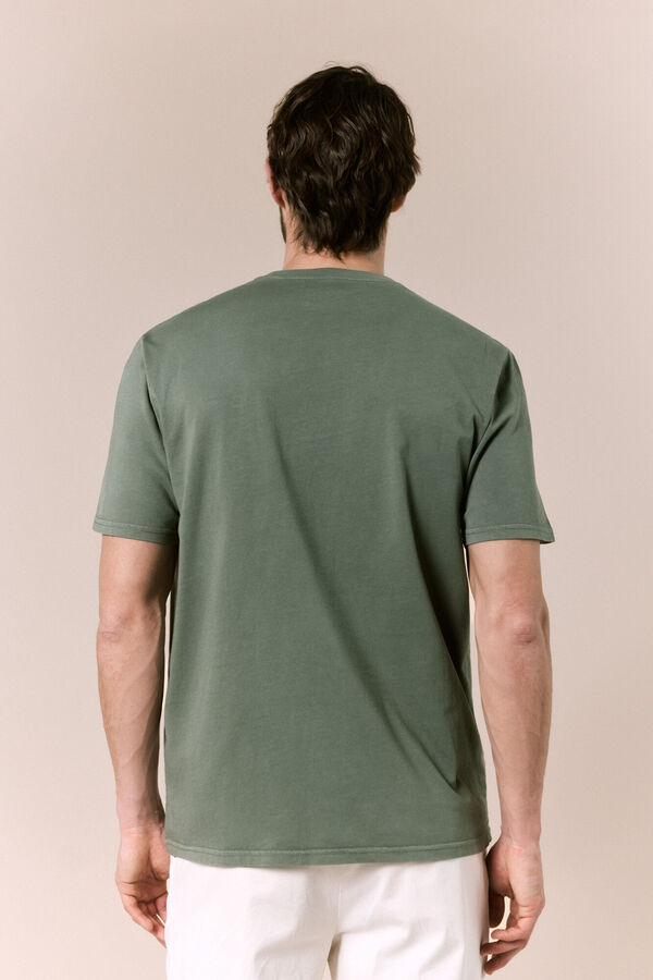 OOTO Camiseta b&aacute;sica lavada Kaki