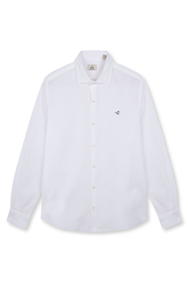 OOTO Camisa algod&oacute;n lino manga larga Blanco