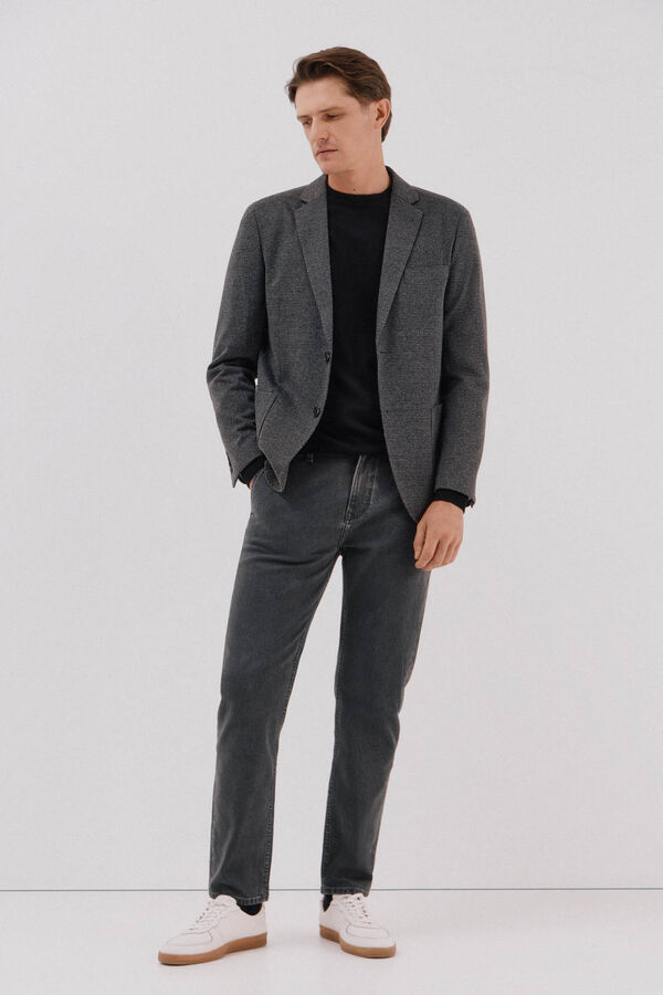 Cortefiel Blazer de punto pata de gallo Gris oscuro