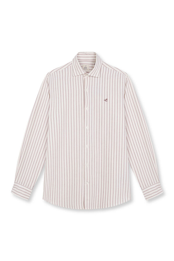 OOTO Camisa oxford rayas manga larga Granate