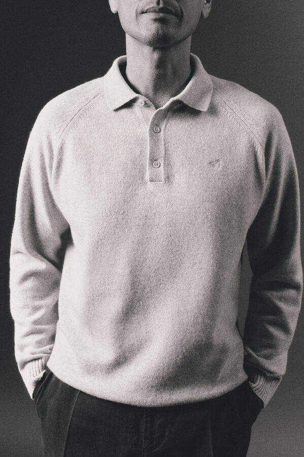 OOTO Jersey cuello polo lana Beige