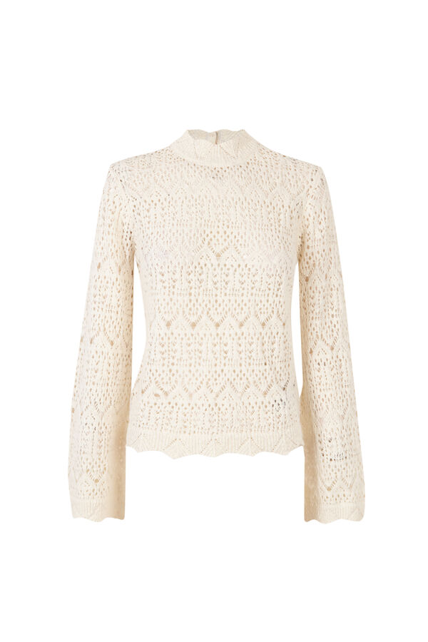 Slowlove Su&eacute;ter de punto calado cuello perkins Marfil