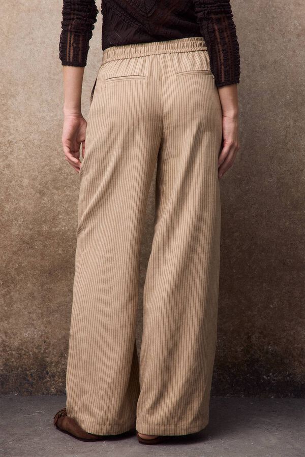 Slowlove Pantal&oacute;n ancho de rayas Estampado beige
