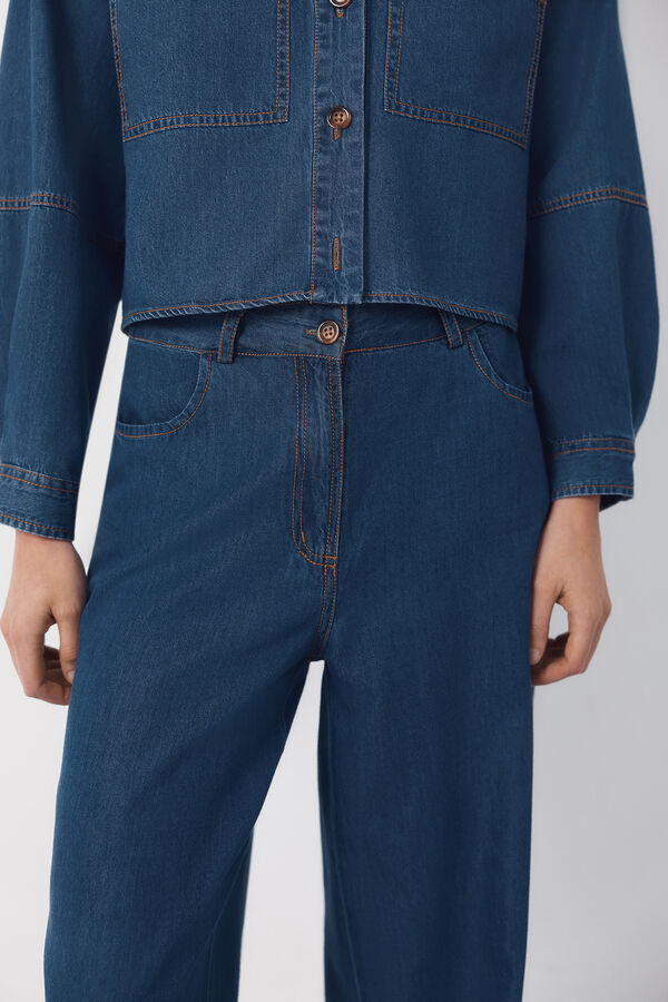 Cortefiel Jean palazzo suave Azul