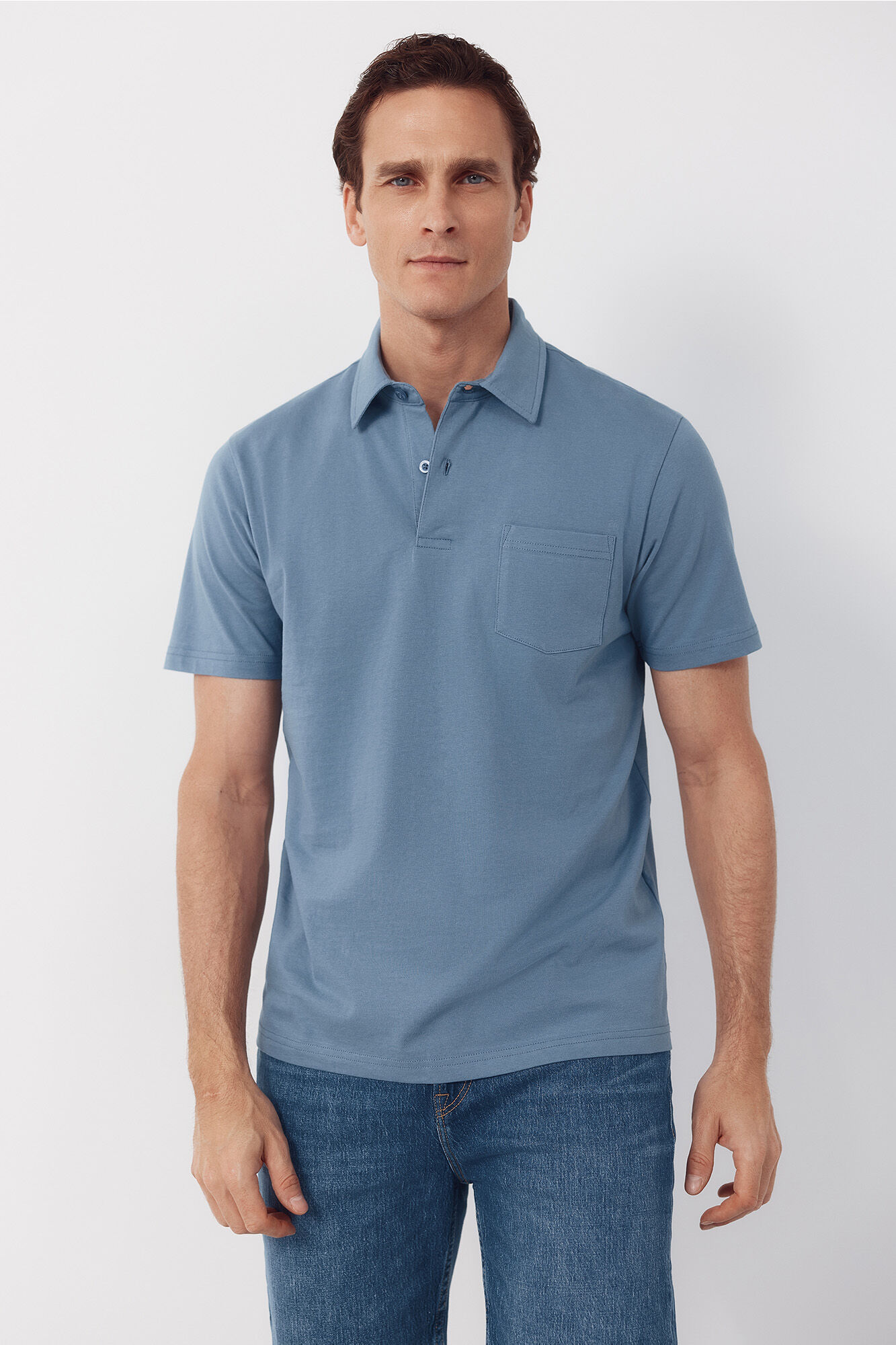 Cortefiel Polo liso bolsillo