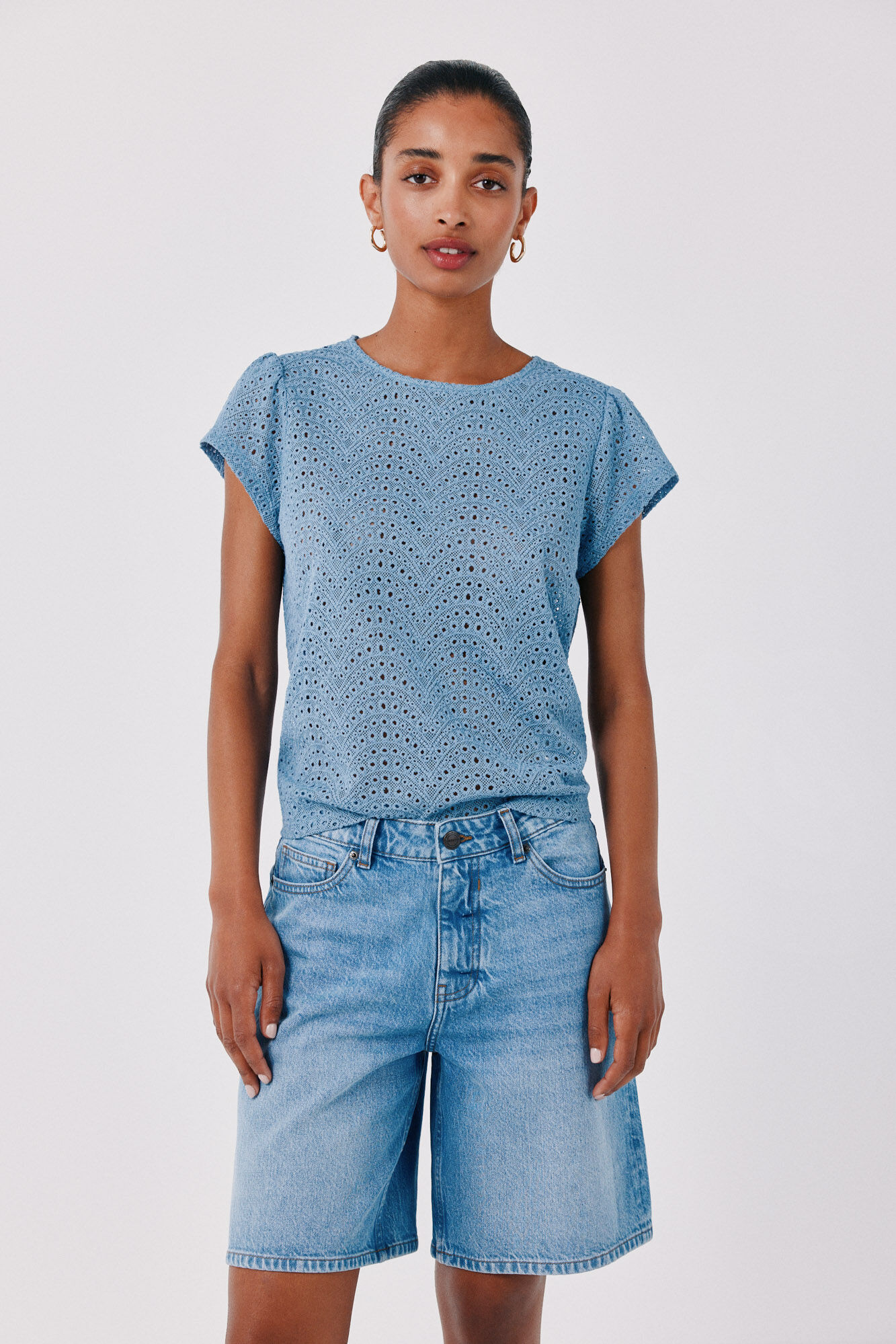 Cortefiel Playera de crochet bordado