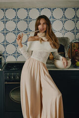 Slowlove Top lencero con hombros descubiertos Marfil