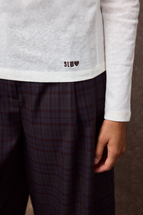 Slowlove Top b&aacute;sico efecto lino Marfil