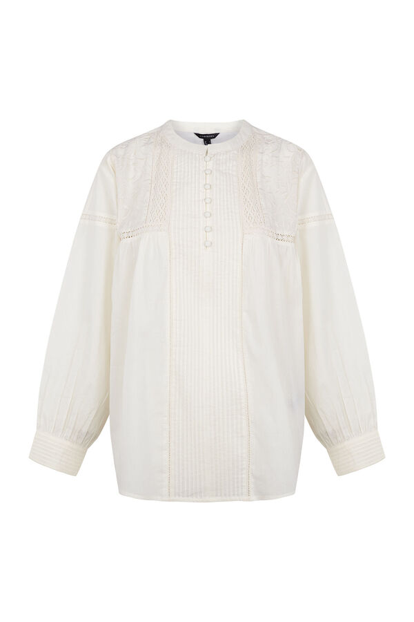 Cortefiel Blusa bordada Marfil
