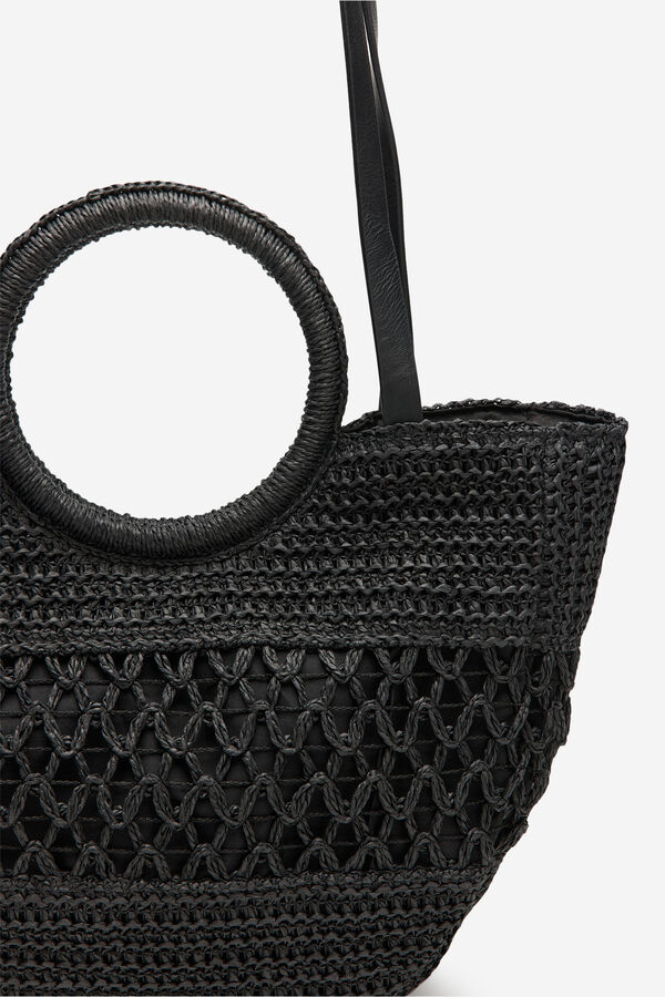 Cortefiel Bolsa de playa espigas Negro