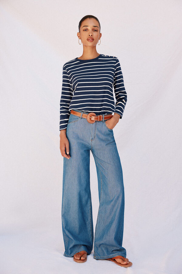 Cortefiel Playera b&aacute;sica con botones dorados Estampado azul