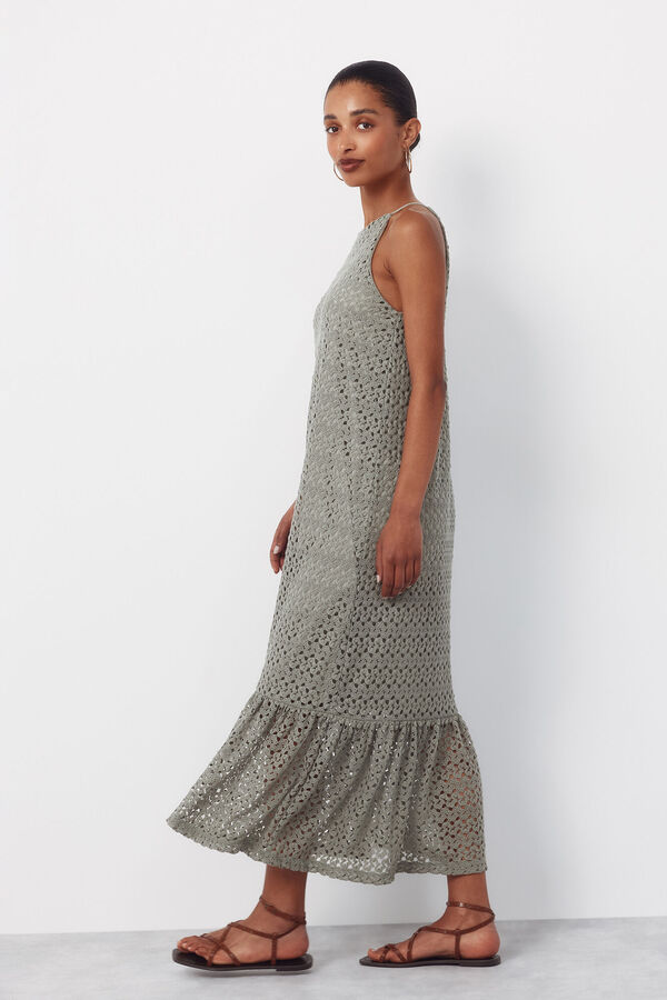Cortefiel Vestido halter con estructura Kaki