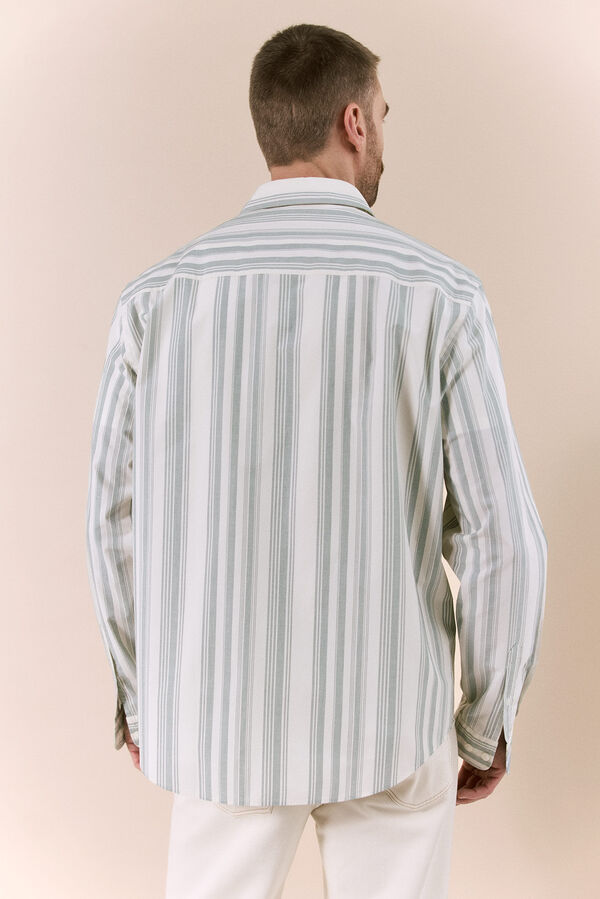 OOTO Camisa rayas popel&iacute;n manga larga Verde