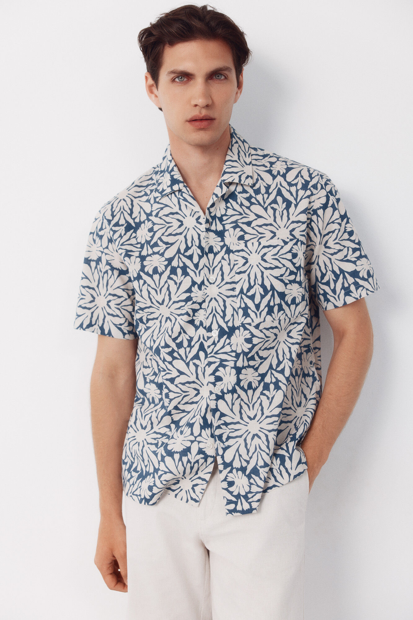 Cortefiel Camisa estampada manga corta