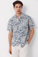 Cortefiel Camisa estampada manga corta Azul