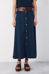 Cortefiel Falda capa midi Azul marino