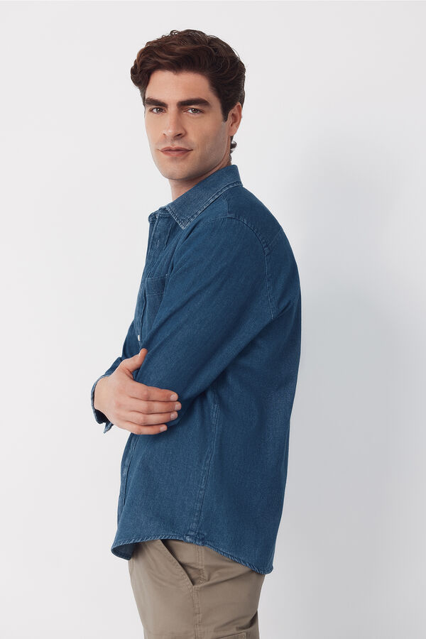 Cortefiel Camisa denim Azul marino