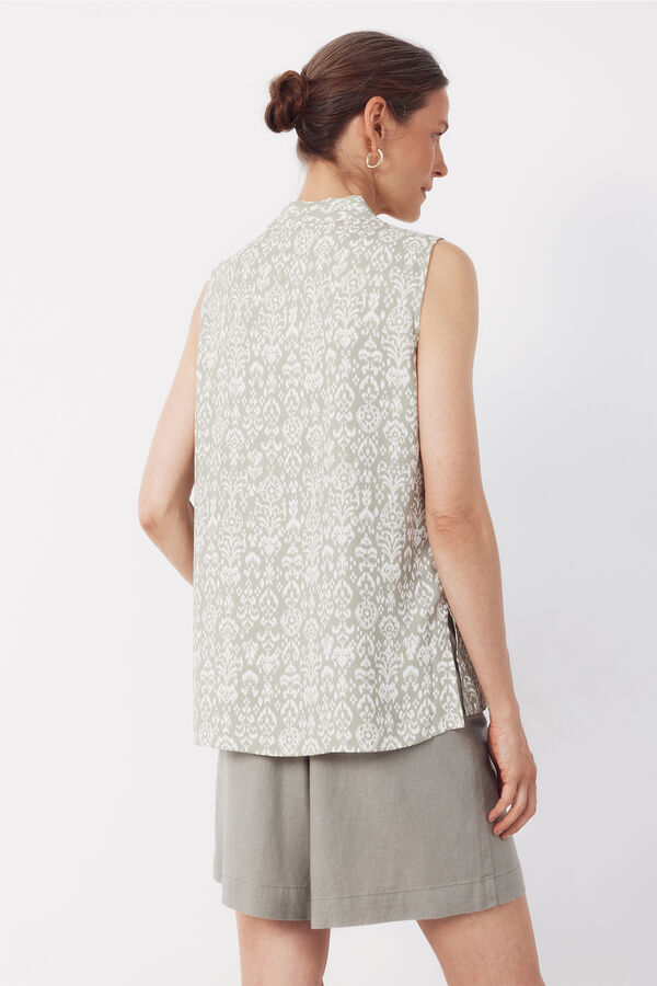 Cortefiel Blusa fluida con pliegues Estampado verde