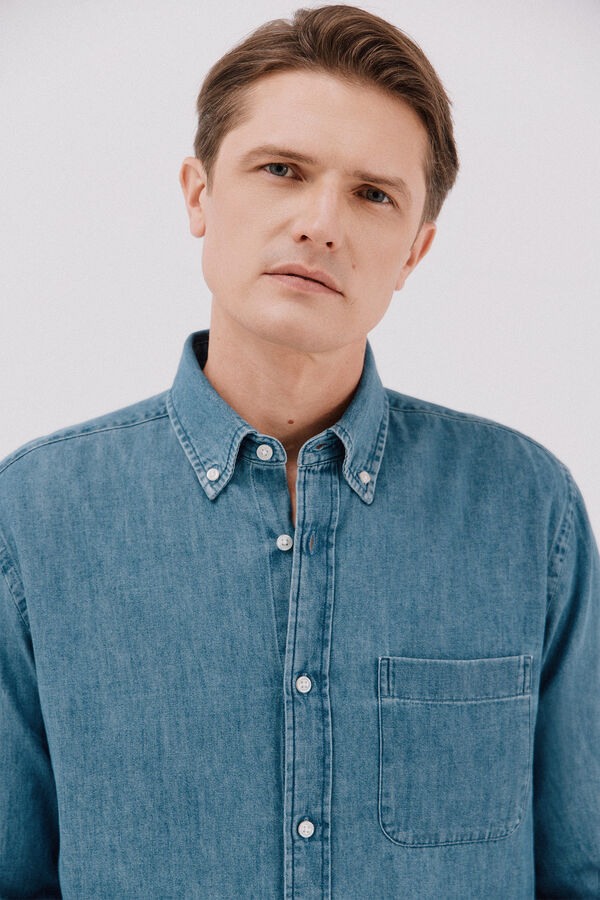 Cortefiel Camisa de mezclilla Azul marino