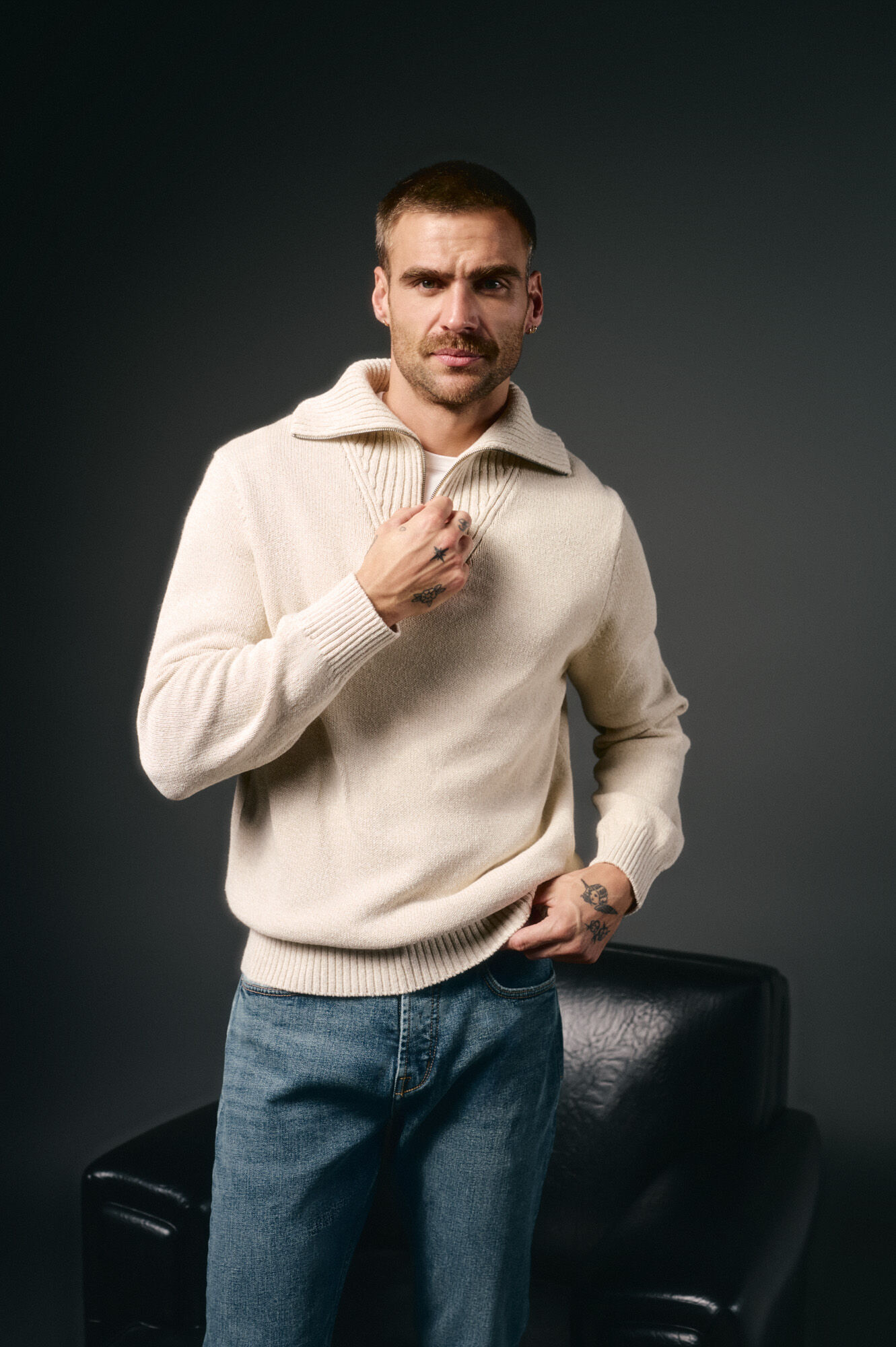 OOTO Jersey cuello polo cremallera algod&oacute;n