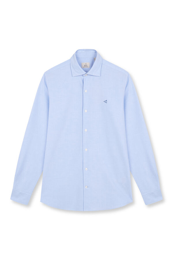 OOTO Camisa oxford liso manga larga Azul