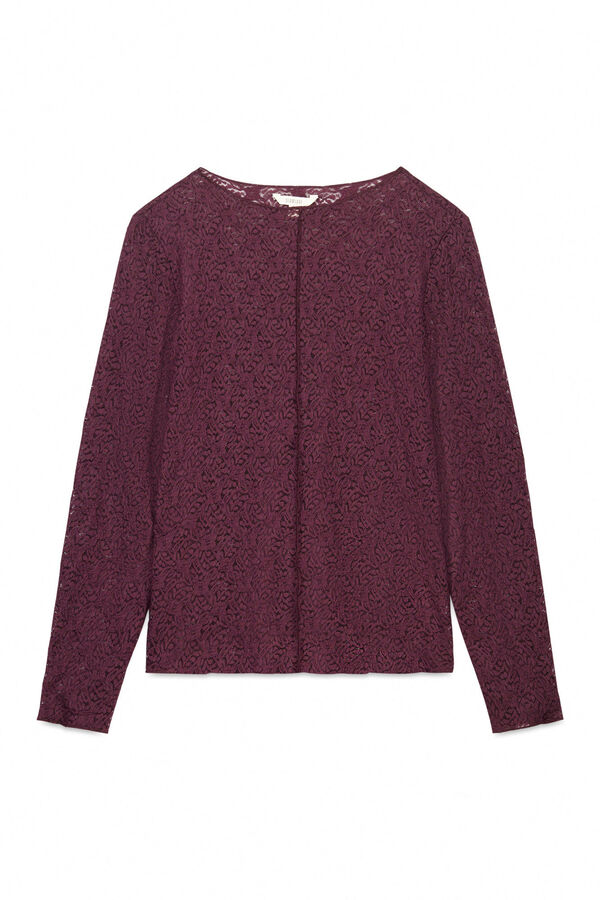 Slowlove Top de encaje asim&eacute;trico Vino