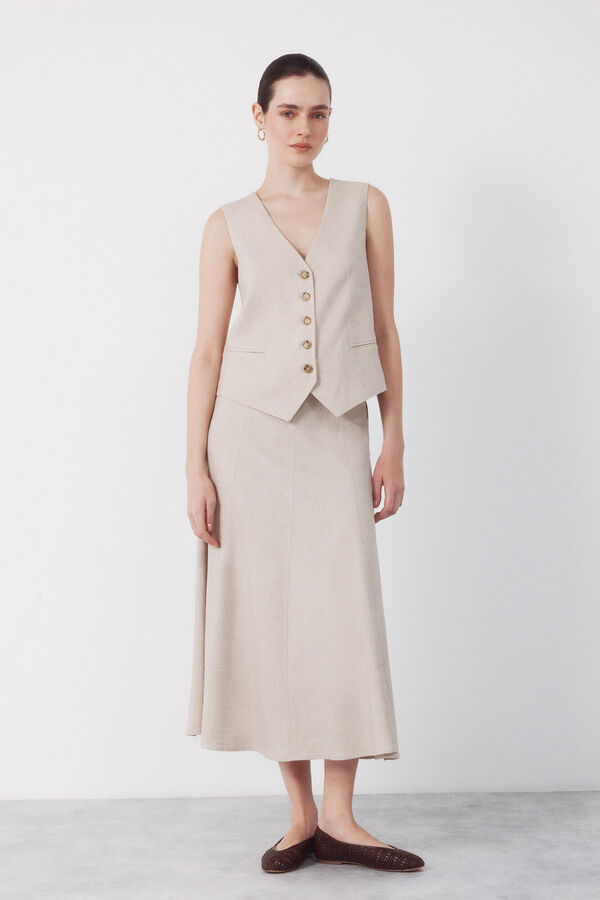 Cortefiel Chaleco sastrero Arena