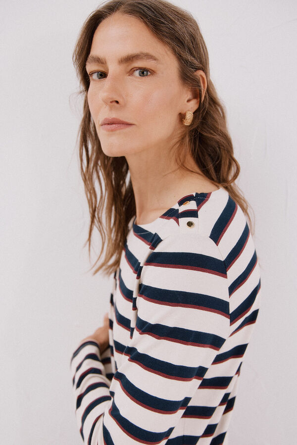 Cortefiel Playera barco botones Estampado azul