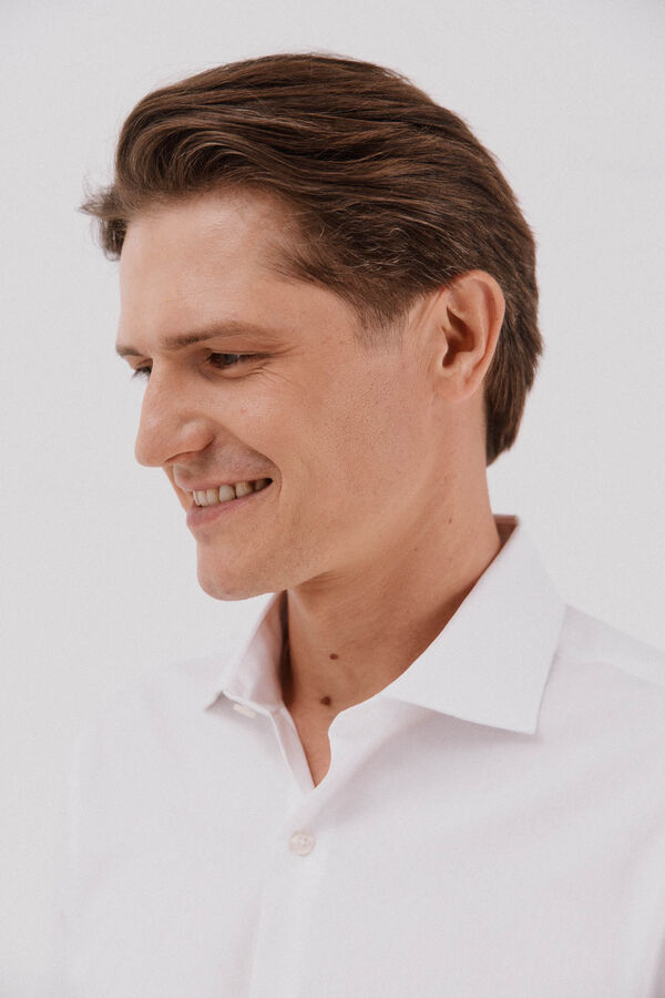 Cortefiel Camisa gemelos slim fit f&aacute;cil plancha Blanco